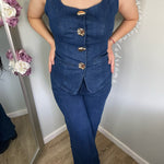 Conjunto Elsa de Mezclilla Chaleco y Pantalón Calidad Premium