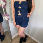 Conjunto Alanís de Mezclilla con Botones Dorados Calidad Premium