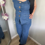 Conjunto Elsa de Mezclilla Chaleco y Pantalón Calidad Premium