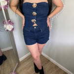 Conjunto Alanís de Mezclilla con Botones Dorados Calidad Premium